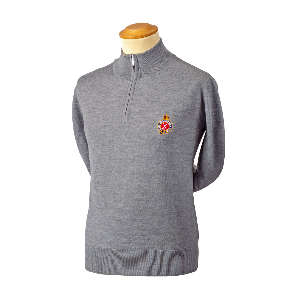 Royal Portrush Grey Johnstons of Elgin Merino Wool 1/4 Zip Jumper